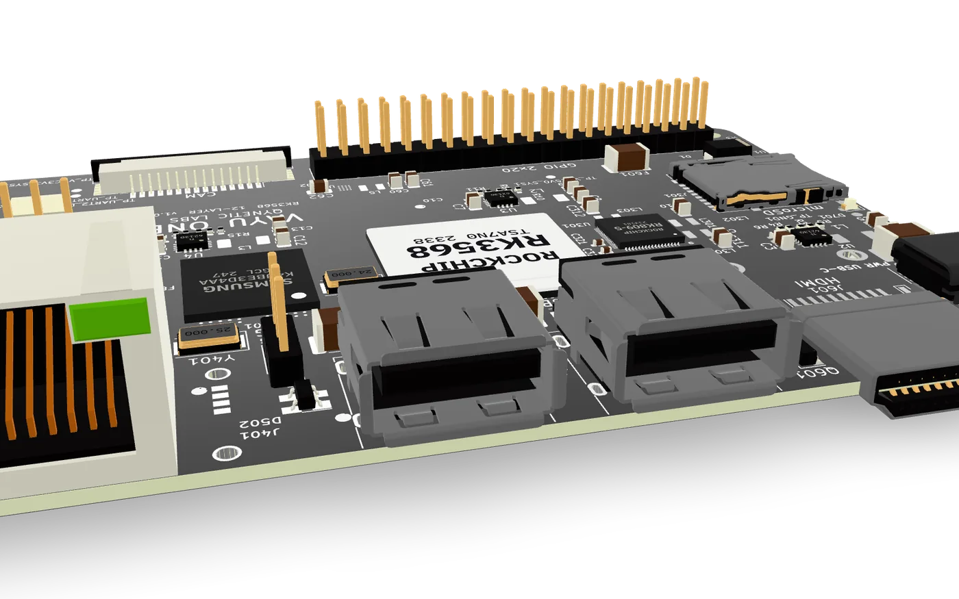 The HDMI, USB 3.0 and Gigabit Ethernet ports along the edge of Vayu One